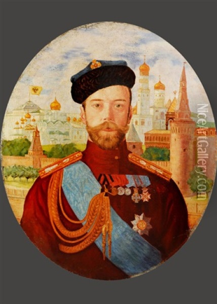 Portrait Zar Nikolas Der Zweite Oil Painting - Boris Mikhailovich Kustodiev