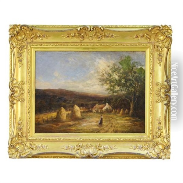 Woman In A Hay Field Oil Painting - Sir James Lawton Wingate