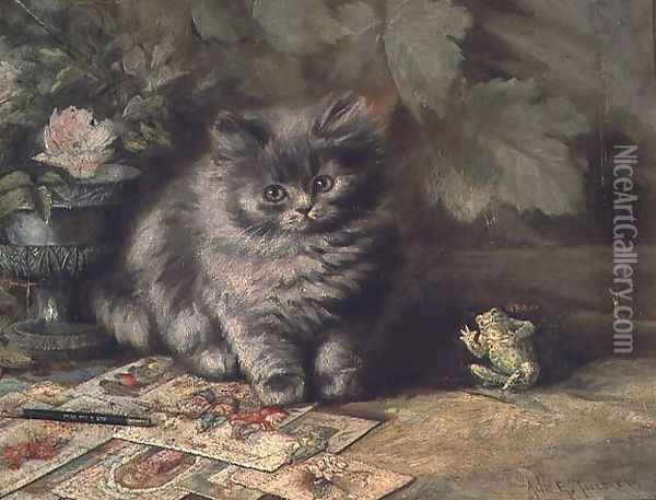 A Portrait of a kitten Oil Painting - Ada Eliza Tucker