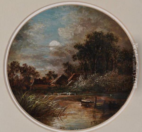 Rural River By Moonlight Oil Painting - Joseph Thors