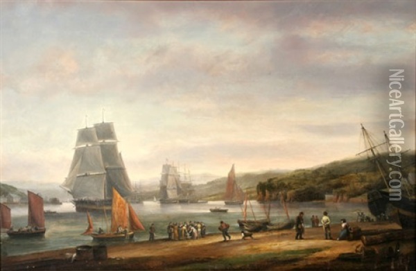 View Of The River Dart At Dittisham Oil Painting - Thomas Luny