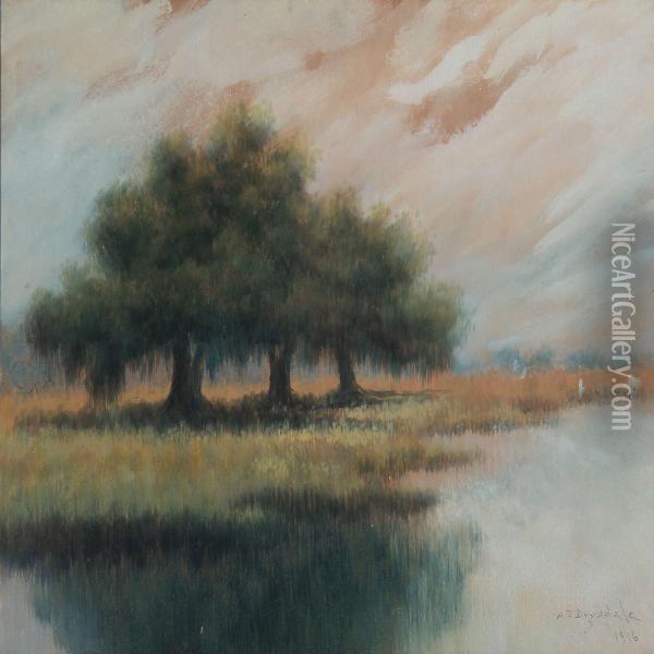 Swamp Area In New Orleans Oil Painting - Alexander John Drysdale