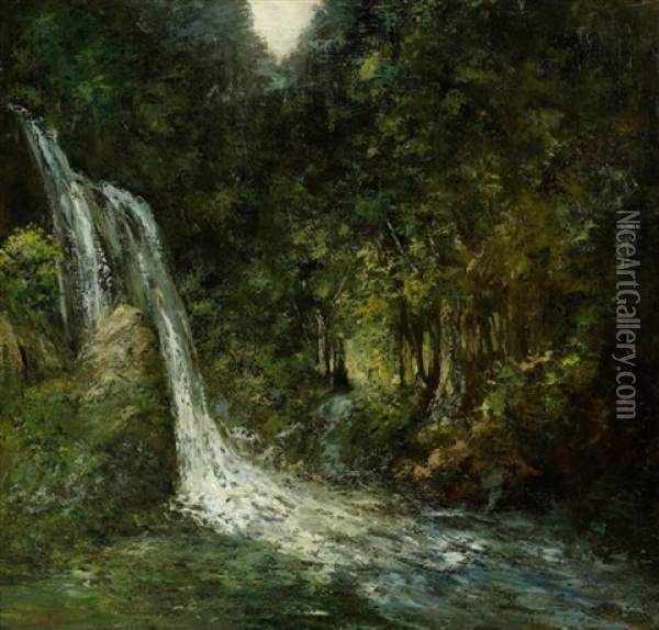 Le Saut-du-doubs (collab. W/studio) Oil Painting - Gustave Courbet