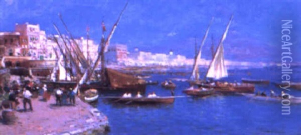 Vue De Naples: Le Jour Oil Painting - Luigi Loir