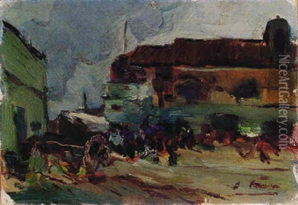 Pueblo Oil Painting - Joaquin Mir Trinxet