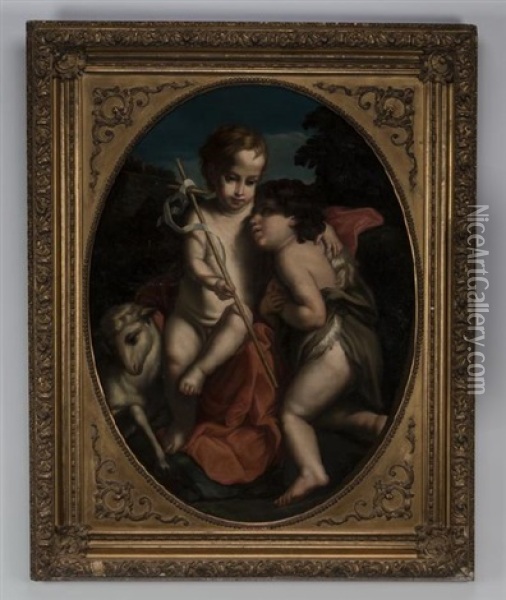 Child Christ And The Infant St. John The Baptist Oil Painting - Carlo Cignani