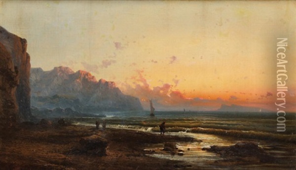 La Peche Au Crepuscule Oil Painting - Emile Godchaux