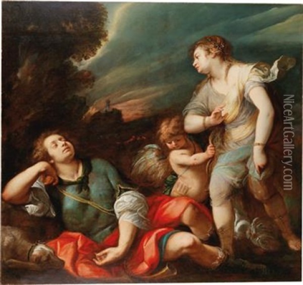 Armida And The Sleeping Rinaldo Oil Painting - Giuseppe Nuvolone