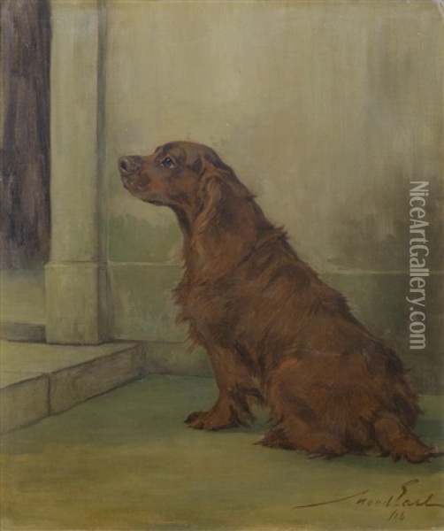 A Liver Springer Spaniel Oil Painting - Maud Earl