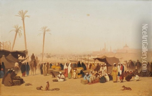 Le Marche Au Caire Oil Painting - Charles Theodore (Frere Bey) Frere