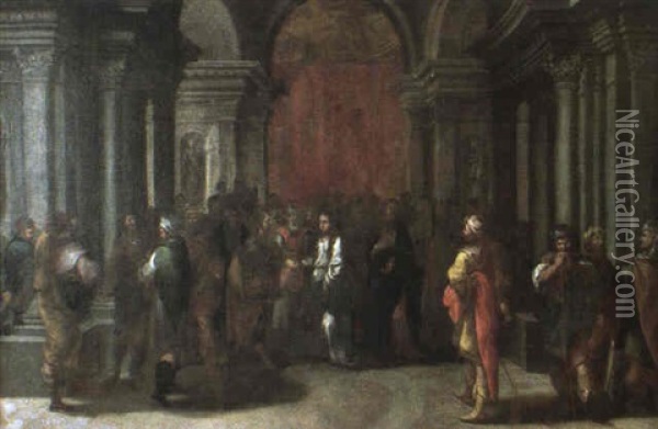 Presentacion De La Virgen En El Templo Oil Painting - Francisco Antolinez