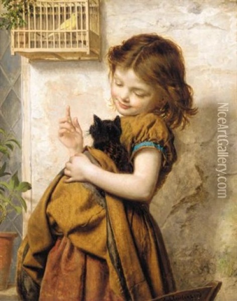 Her Favourite Pets Oil Painting - Sophie Anderson