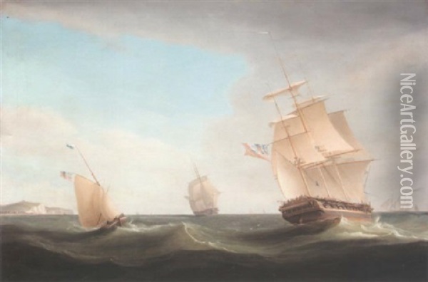 Shipping Off Dover Oil Painting - William John Huggins