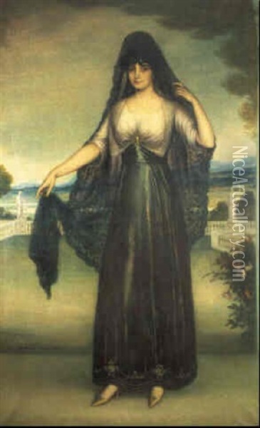 Dama Con Mantilla Espanola Oil Painting - Julio Romero De Torres