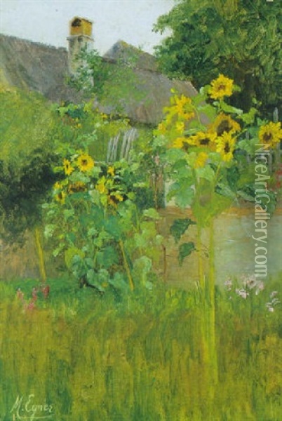 Sonnenblumen Im Bauerngarten Oil Painting - Marie Egner