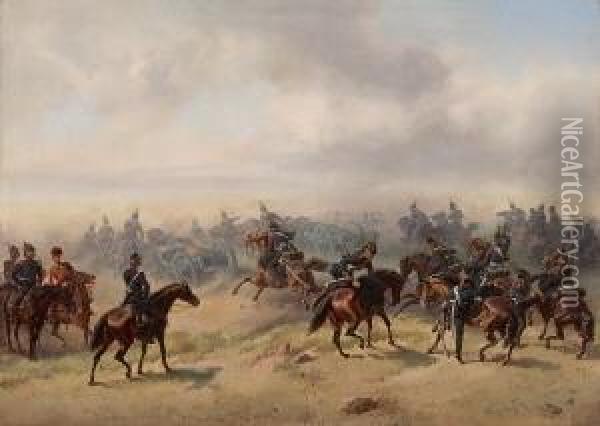 Preusische Kavallerie Bei
 Koniggratz. Oil Painting - Friedrich Kaiser