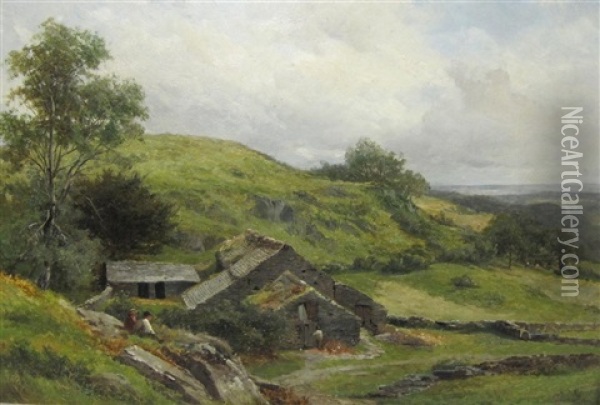 Farm Cottage Near Budel Wyddan Oil Painting - David Bates