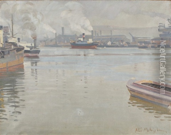 Harbour Oil Painting - Alarik (Ali) Munsterhjelm