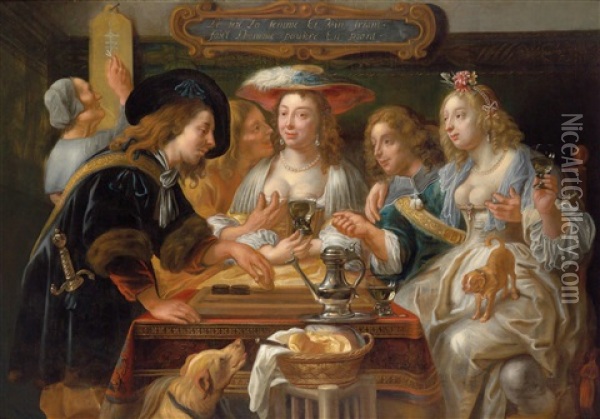 Tric-trac-partie In Einem Bordell Oil Painting - Jacob Jordaens