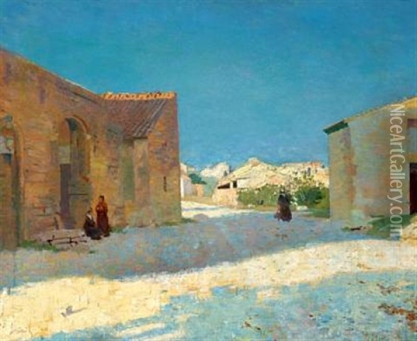 Street Scene, Arles Oil Painting - Christian Vilhelm Mourier-Petersen