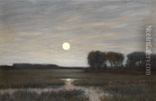 Landschaft Im Mondschein Oil Painting - Hans am Ende