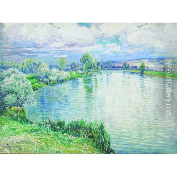 A River Landscape In Summer Oil Painting - Wenzel Radimsky