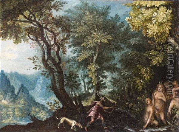 Diana Und Aktaon In Einer Waldlandschaft Oil Painting - Jan Brueghel the Elder