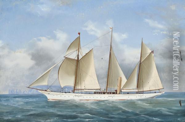 The Royal Yacht Squadron's Steam Yacht Oil Painting - Atributed To A. De Simone