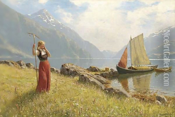 A secret embrace Oil Painting - Hans Dahl