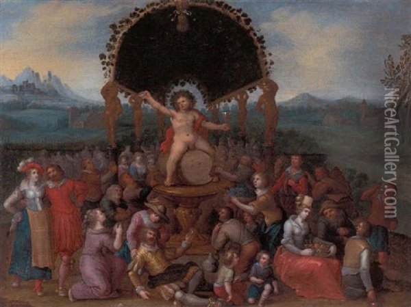 The Worship Of Bacchus Oil Painting - Louis de Caullery