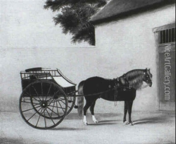 A Carriage Horse Outside A Stable Oil Painting - James Clark