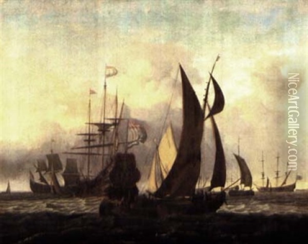 Navires En Pleine Mer Oil Painting - Ludolf Bakhuyzen the Younger