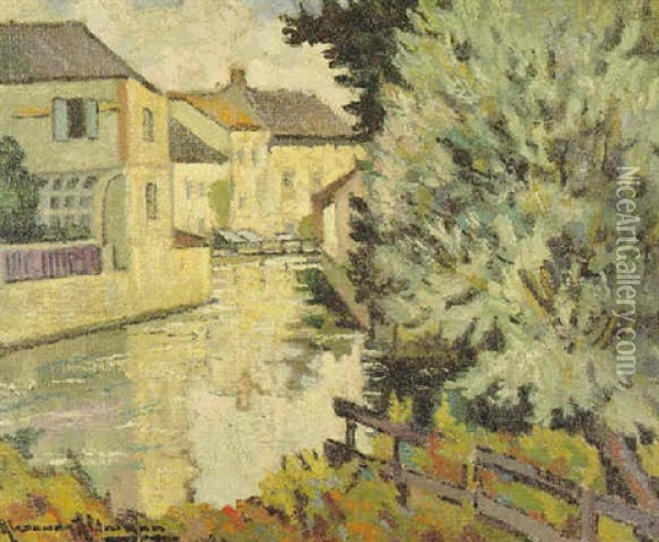 Houses On The River Bank Oil Painting - Alexandre Altmann