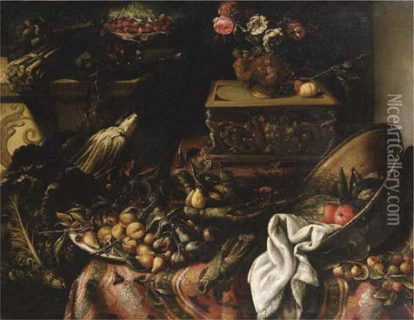 Natura Morta Con Bacile Oil Painting - Bartolomeo Arbotori