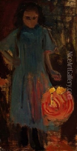 Madchen Mit Lampion Oil Painting - Otto Heinrich Engel