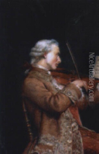 Violoniste Oil Painting - Ludovic (Louis Hippolyte) Mouchot