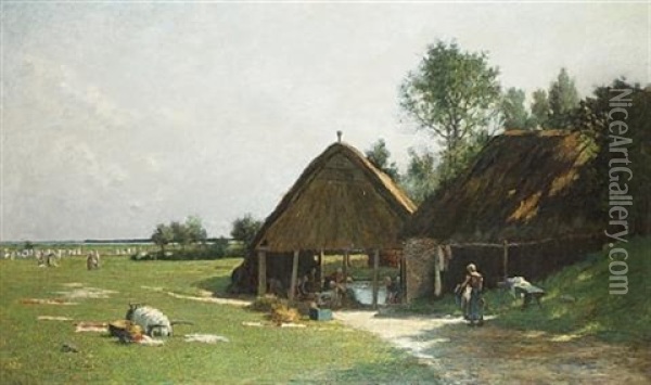 Washing Place - Normandy Oil Painting - John Leslie Thomson
