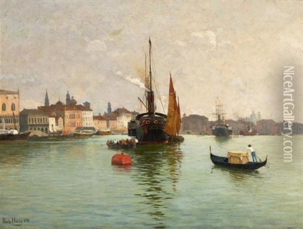 Dampfschiffe In Der Lagune Vor Venedig Oil Painting - Richard (W. D.) von Hagn