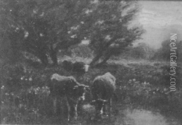 Cows By The River Oil Painting - George Arthur Hays