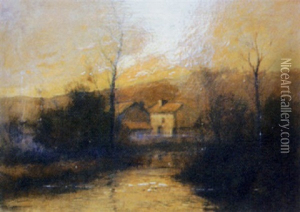 Maisons Dans Le Crepuscule Oil Painting - Raymond Letourneur Dubreuil