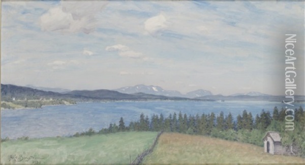 Landskapsvy Oil Painting - Alfred Mauritz Bergstroem