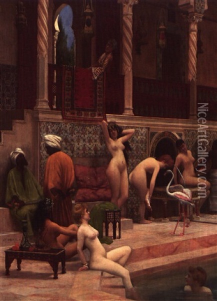 Le Bain Des Femmes Au Harem Oil Painting - Antoine Druet