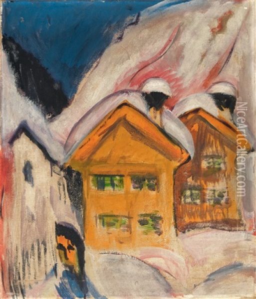 Hauser Im Schnee Oil Painting - Ernst Ludwig Kirchner