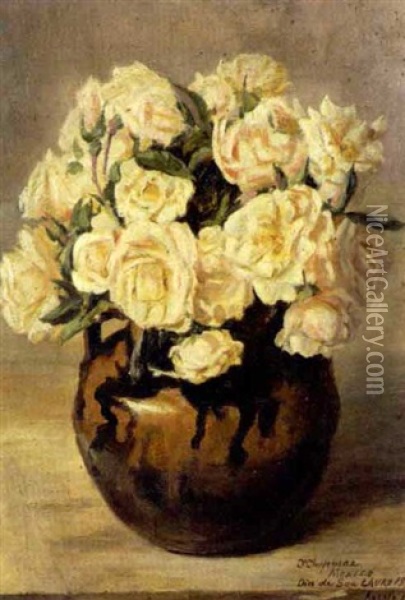 Still-life Of Roses (+ Still-life Of Daisies, 1901, Oil On Card, Smaller; 2 Works) Oil Painting - Conrad Wise Chapman