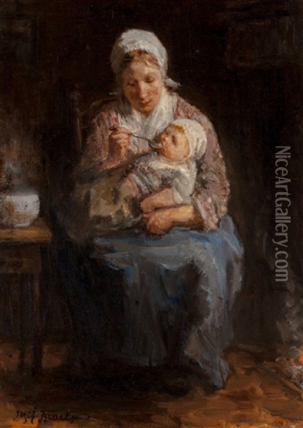 Sollicitude Maternelle (maternal Solicitude) Oil Painting - Jozef Israels
