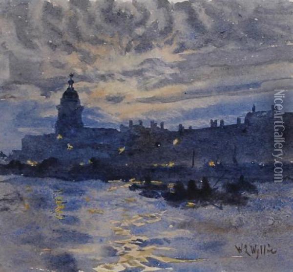 Greenwich By Moonlight Oil Painting - William Lionel Wyllie