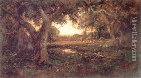 View Of A Clearing Through Trees Oil Painting - William Keith