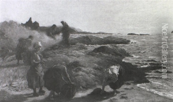 Kelp Gatherers Oil Painting - Samuel Bough