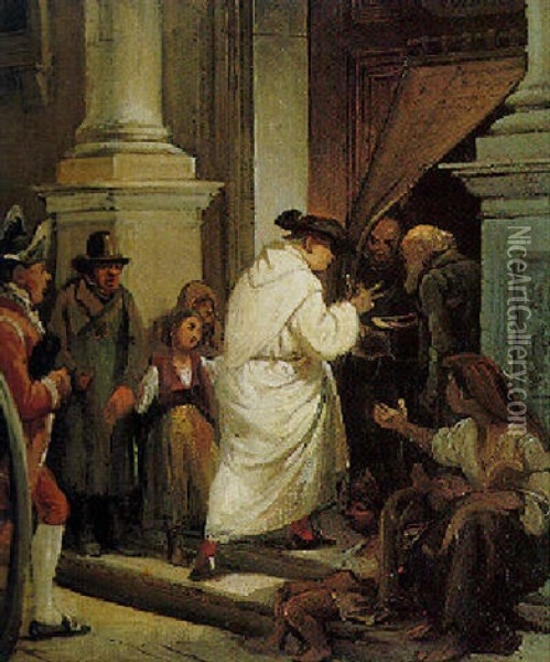 The Church Steps Oil Painting - Wilhelm Nicolai Marstrand