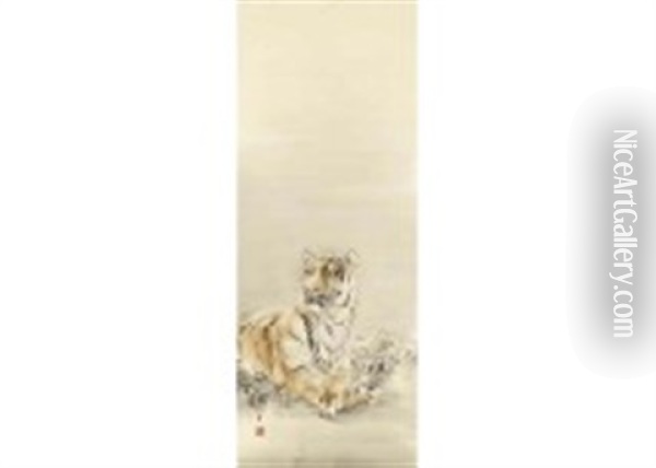 Tiger Oil Painting - Suiseki Ohashi